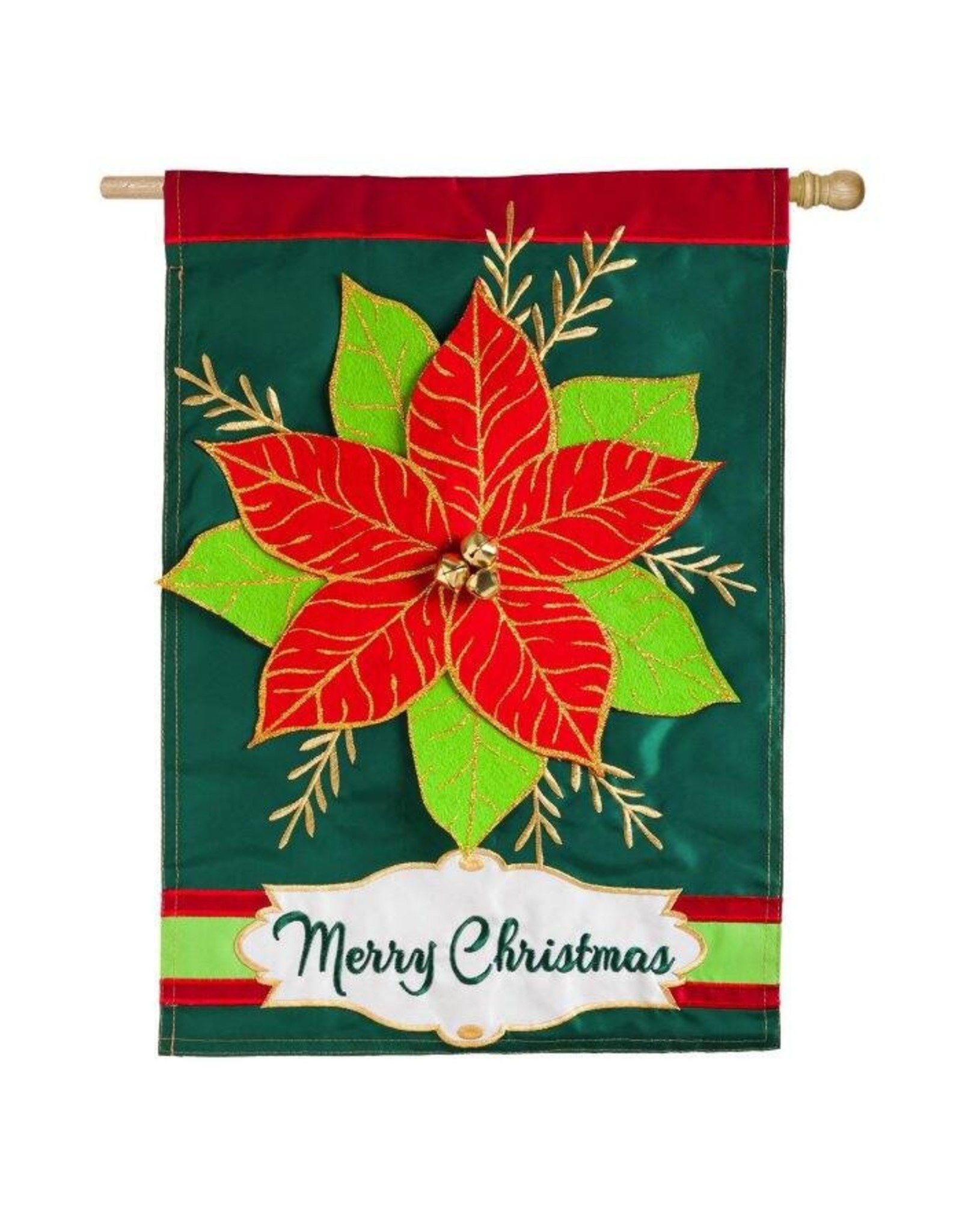 Evergreen Enterprises Christmas Poinsetta House Flag