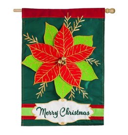 Evergreen Enterprises Christmas Poinsetta House Flag