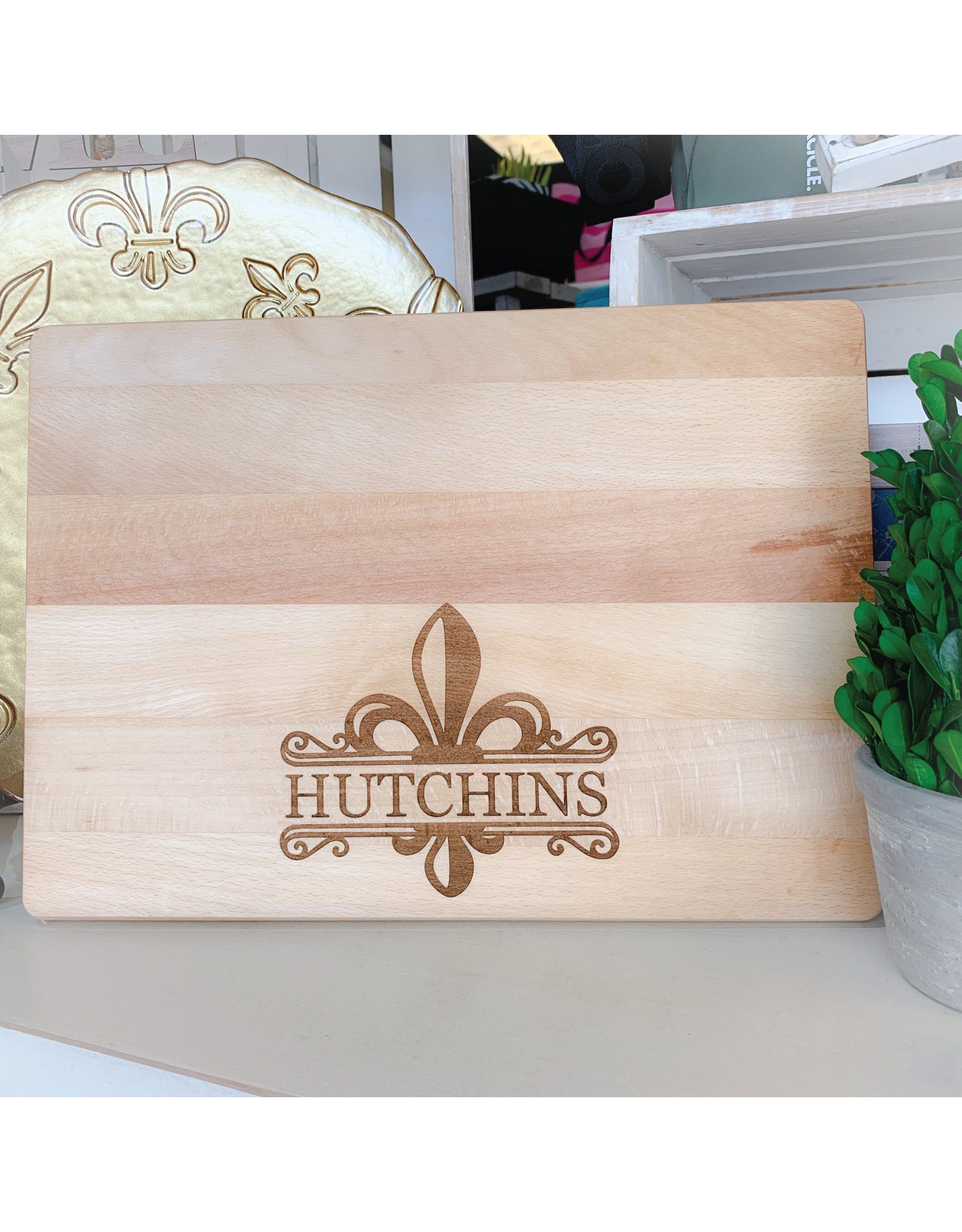 Miche Designs MICHE-Custom Engraved Cutting Board, Fleur de Lis Scroll Style