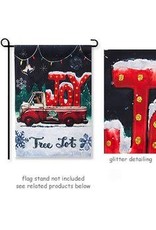 Evergreen Enterprises Tree Lot Plaid Joy Garden Suede Flag