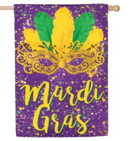 Evergreen Enterprises Mardi Gras Mask House Linen Flag