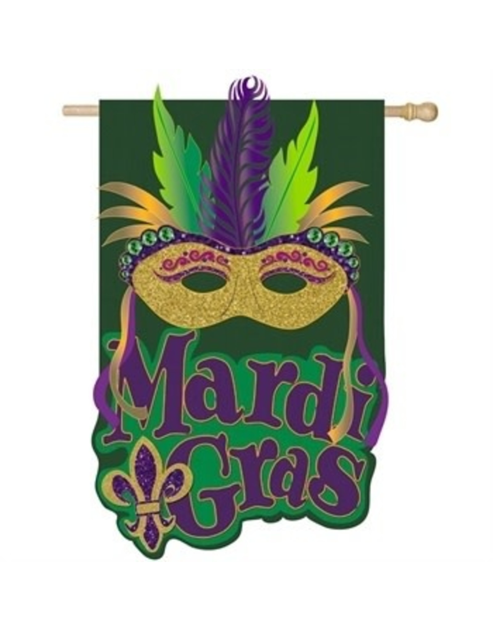 Evergreen Enterprises Mardi Gras Mask House Burlap Flag