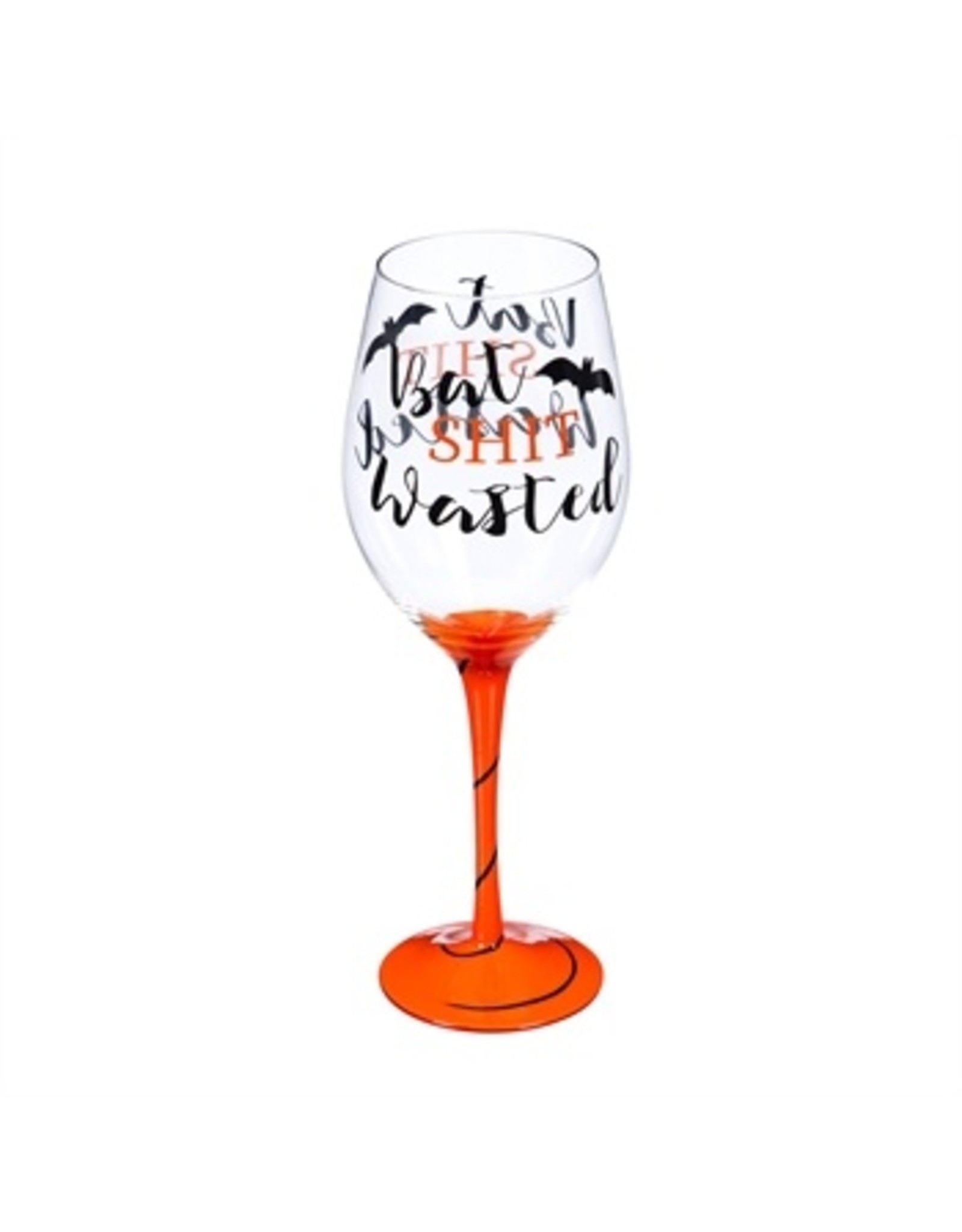 Evergreen Enterprises Bat Shit Wasted Wine Glass w/ Box, 12 oz.