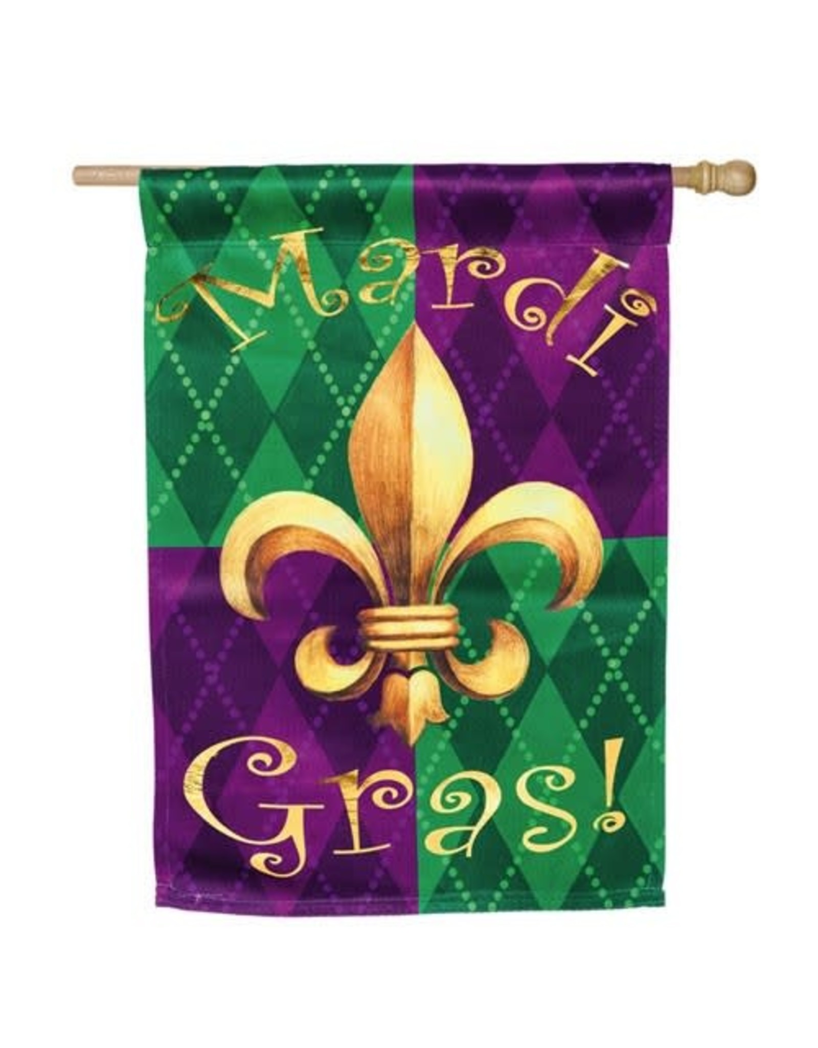 Evergreen Enterprises Mardi Gras Celebration Sub Suede Flag