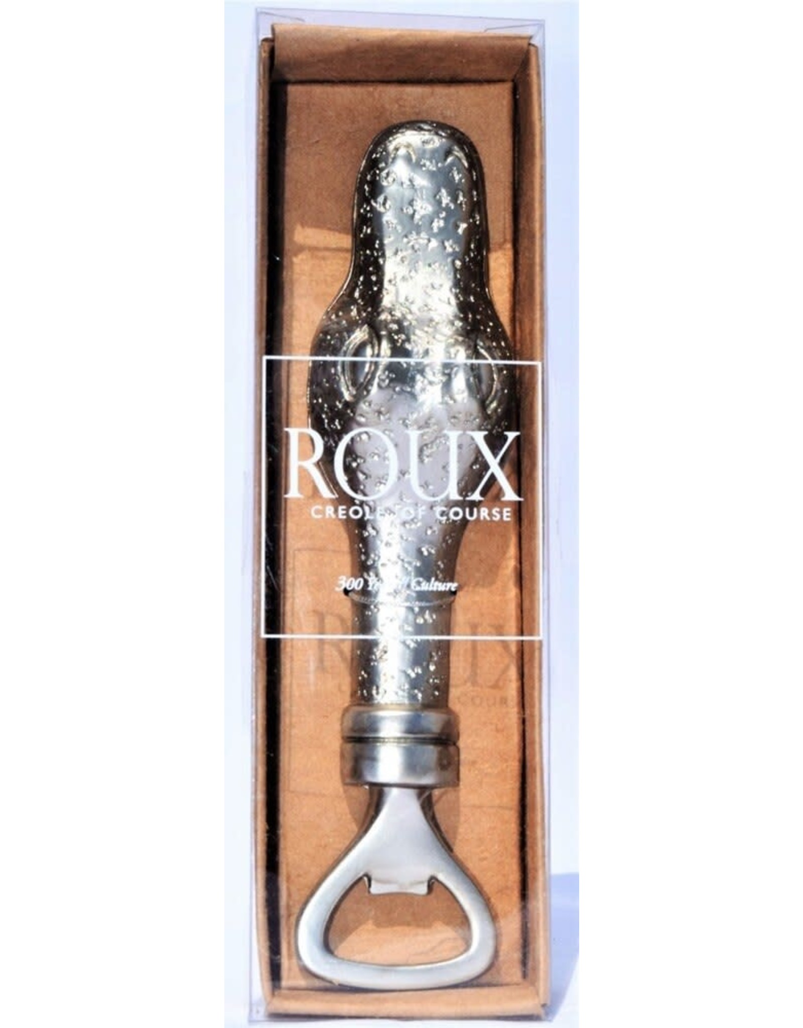 Roux Brand Matte Silver Alligator Bottle Opener
