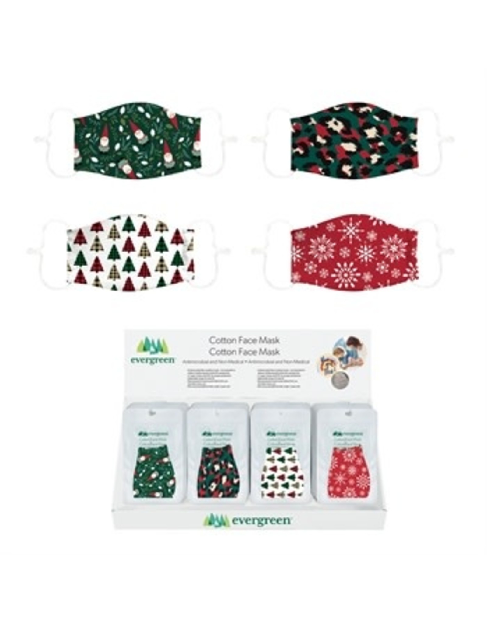 Evergreen Enterprises Adult Non-Medical Cotton Face Mask - 4 Christmas Designs