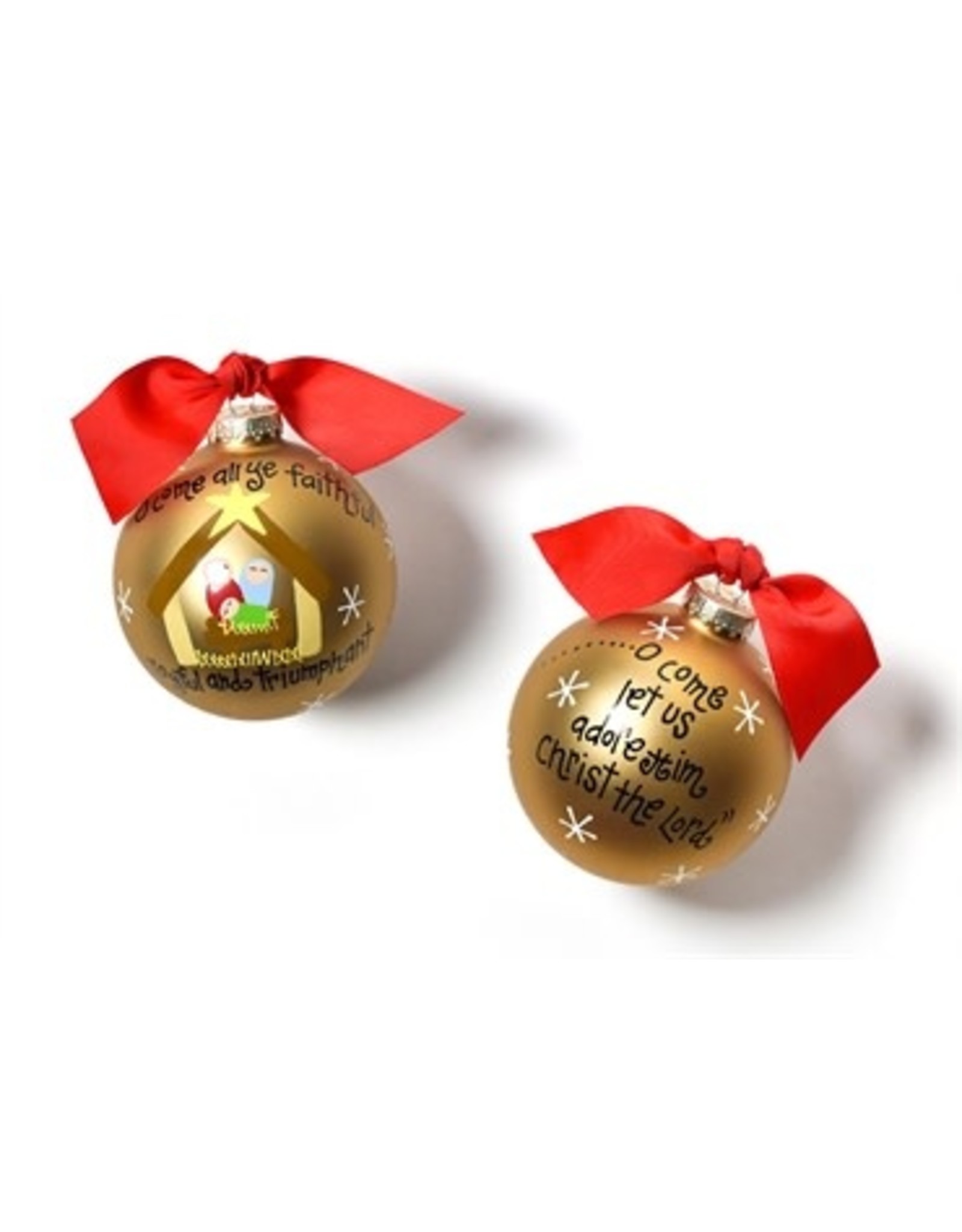 Coton Colors O Come All Ye Faithful Glass Ornaments