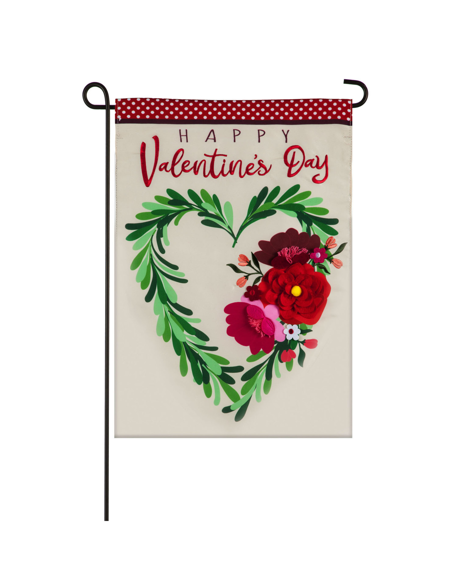 Evergreen Enterprises Valentine's Floral Heart Wreath Garden Applique Flag