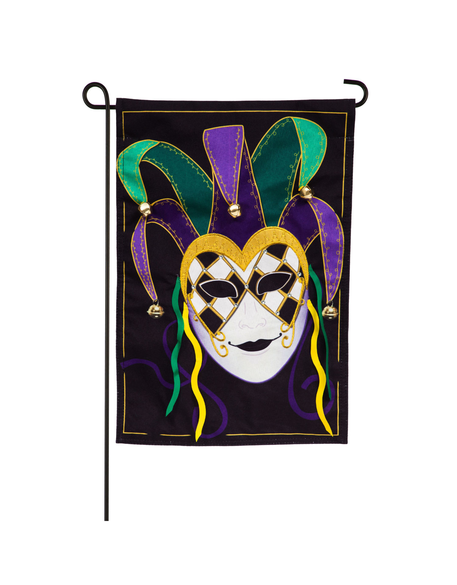 Evergreen Enterprises Mardi Gras Jester Mask Garden Linen Flag