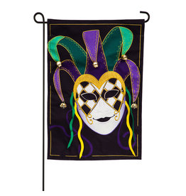 Evergreen Enterprises Mardi Gras Jester Mask Garden Linen Flag