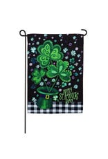 Evergreen Enterprises Shamrocks Buffalo Plaid Garden Textured Suede Flag