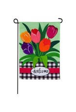 Evergreen Enterprises Welcome Spring Tulips Garden Applique Flag