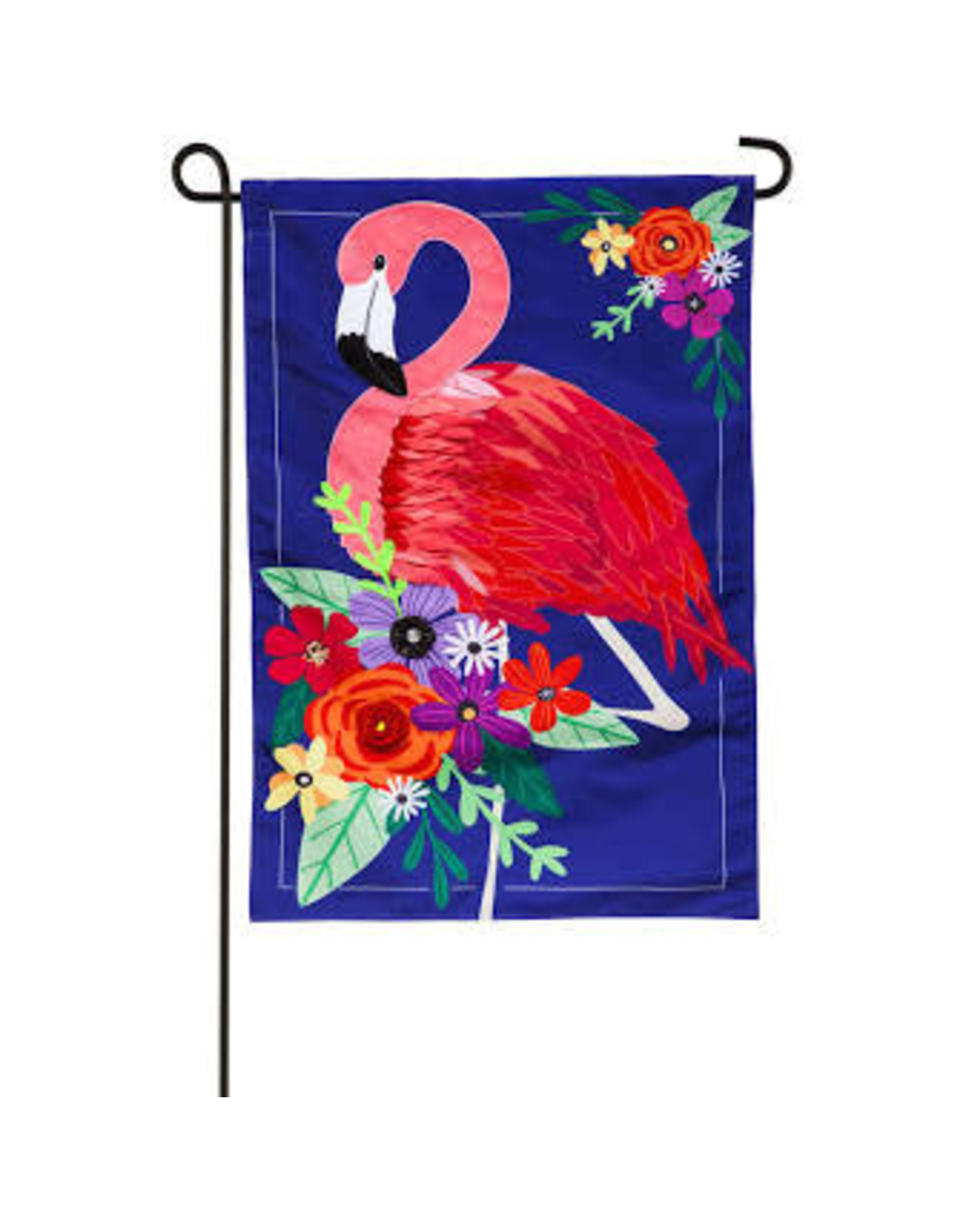 Evergreen Enterprises Floral Flamingo Garden Applique Flag