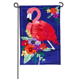 Evergreen Enterprises Floral Flamingo Garden Applique Flag