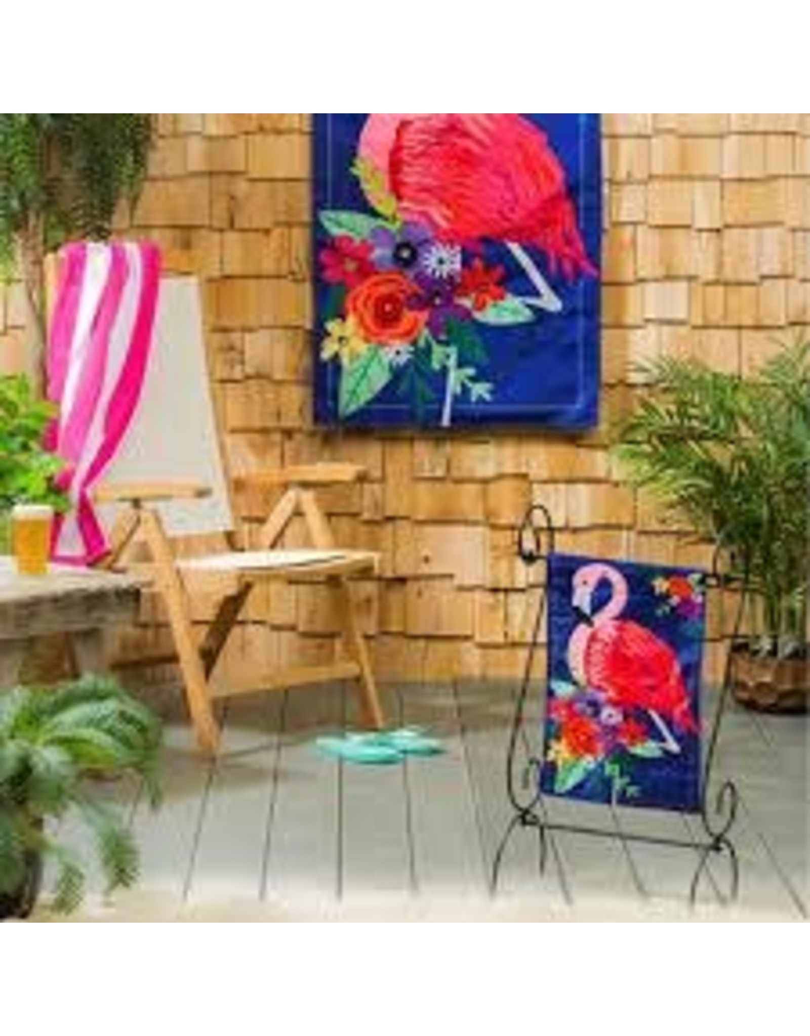 Evergreen Enterprises Floral Flamingo Garden Applique Flag