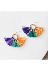 The Royal Standard Bon Temps Tassel Earrings Purple Green and Yellow