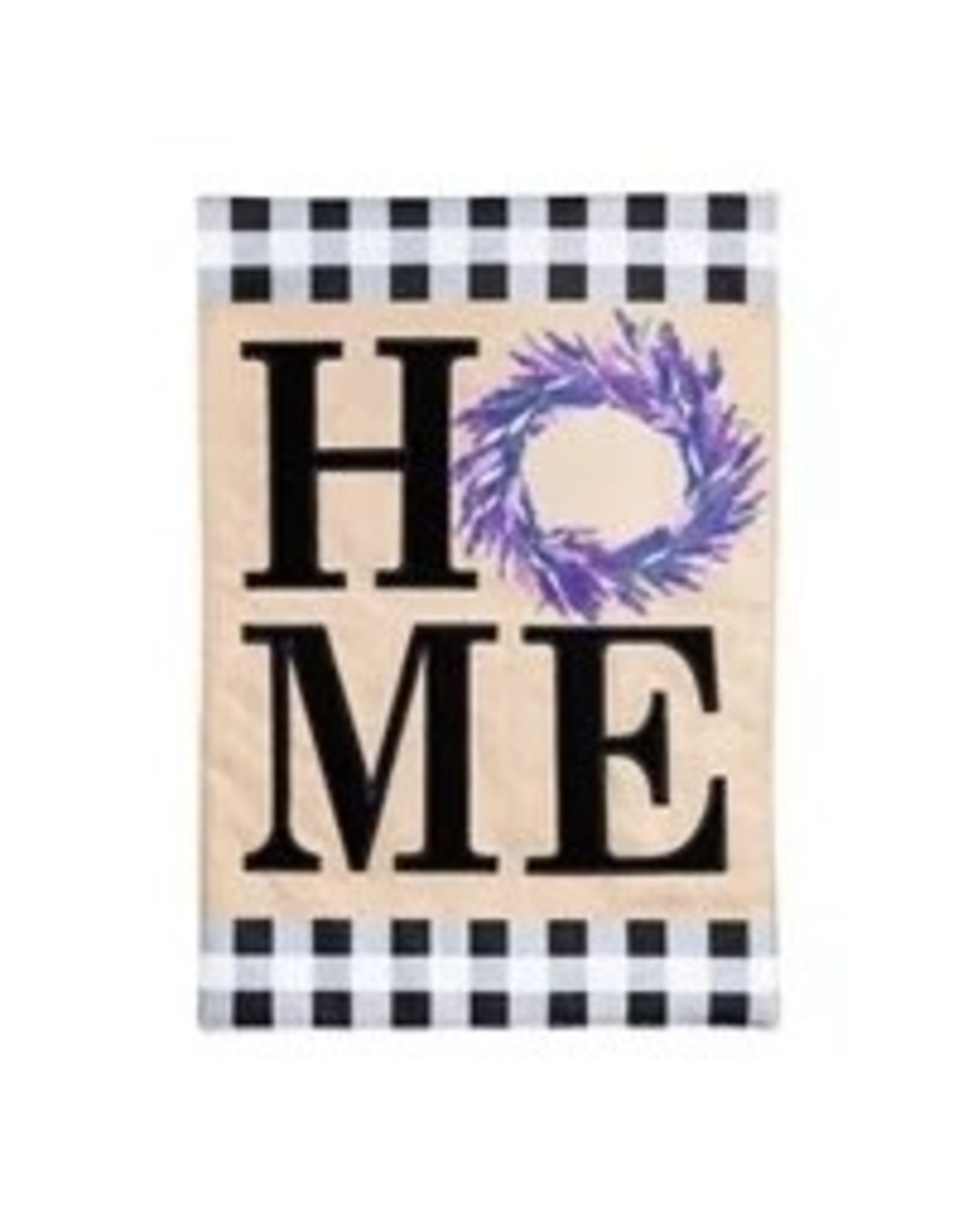 Evergreen Enterprises HOME Lavender Wreath Garden Burlap Flag