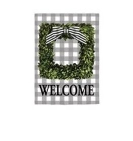 Evergreen Enterprises Boxwood Plaid Garden Suede Flag