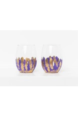 S. Bynum Art LSU Purple & Gold Floral Stemless Wine Glass