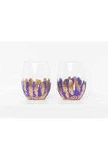 S. Bynum Art LSU Purple & Gold Floral Stemless Wine