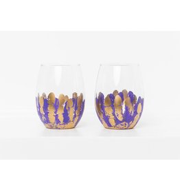 S. Bynum Art LSU Purple & Gold Floral Stemless Wine Glass