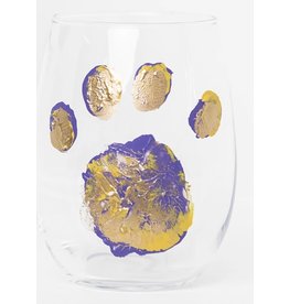 S. Bynum Art LSU Paw Print Stemless Wine Glass