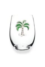 The Queen's Jewels Green Diamond Palm Tree Jeweled Stemless Wine Glass