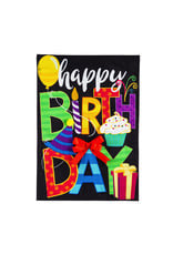 Evergreen Enterprises Happy Birthday Garden Linen Flag