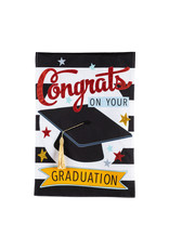 Evergreen Enterprises Congrats Grad Garden Linen Flag