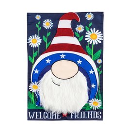 Evergreen Enterprises Patriotic Gnome Garden Applique Flag