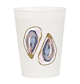 Sip Hip Hooray Oyster Watercolor Reusable Cups - Set of 10