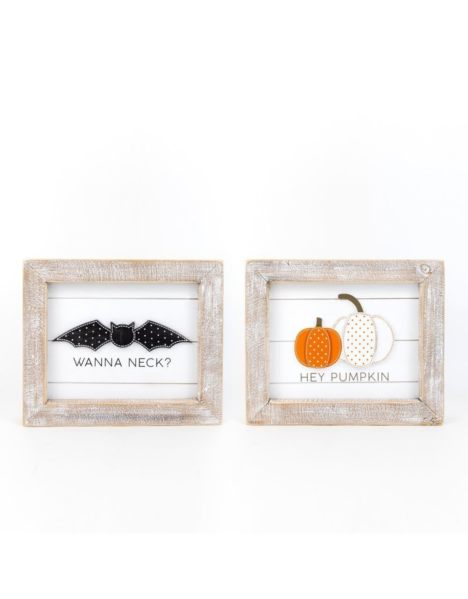 Adams & Co. Wanna Neck/Hey Pumpkin Reversible Wood Framed Sign