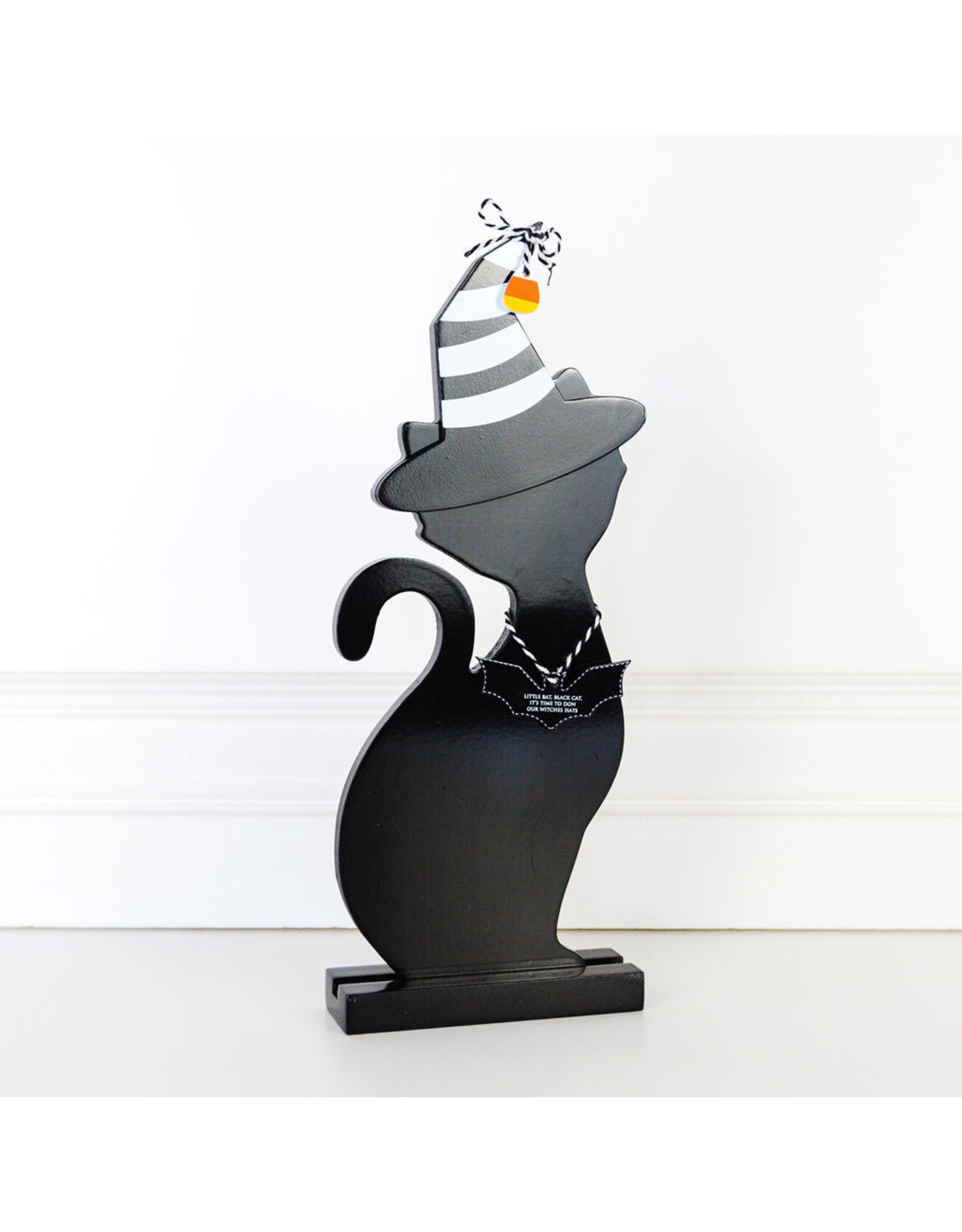 Adams & Co. Black Cat Witch Hat Candy Corn Sitter