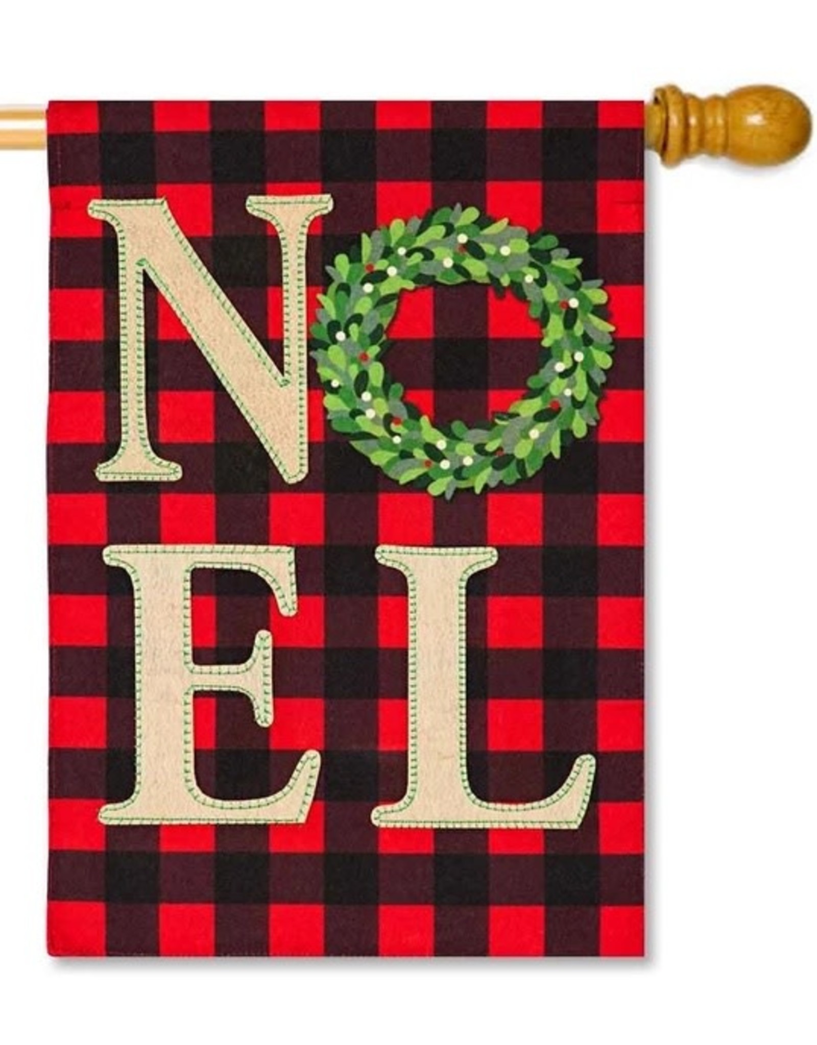 Evergreen Enterprises NOEL Wreath House Linen Flag