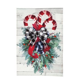 Evergreen Enterprises Candy Cane Swag Garden Burlap Flag