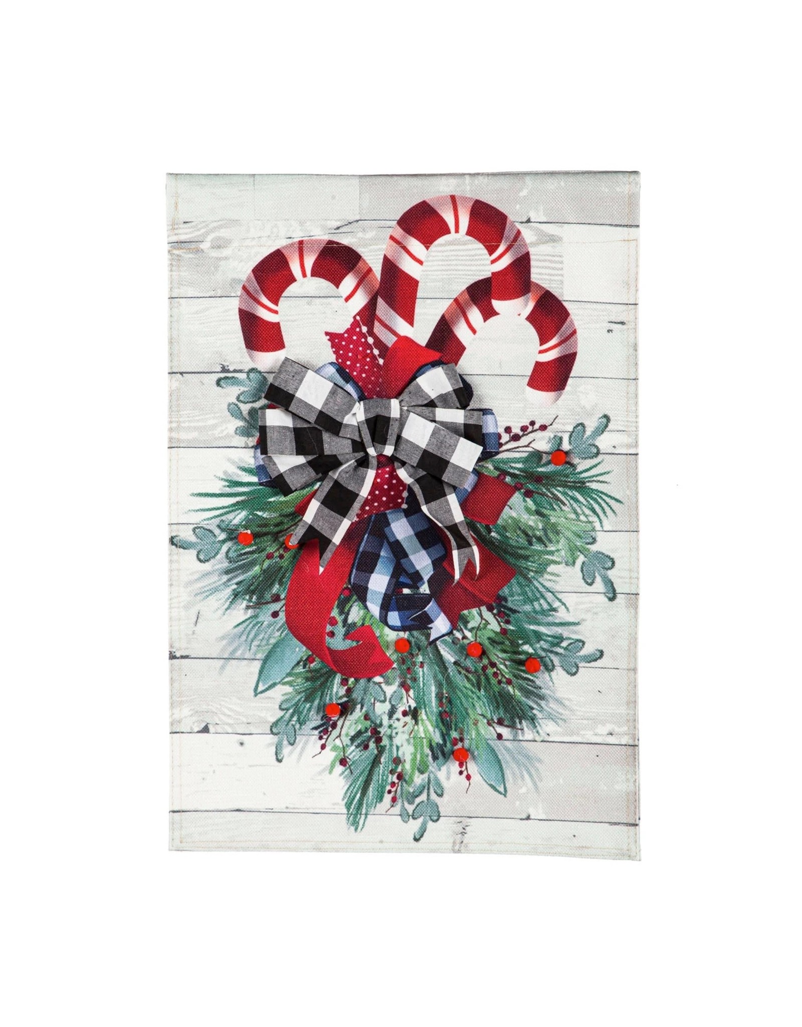 Evergreen Enterprises Candy Cane Swag Garden Burlap Flag