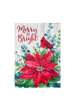 Evergreen Enterprises Merry and Bright Poinsettia Garden Strié Flag