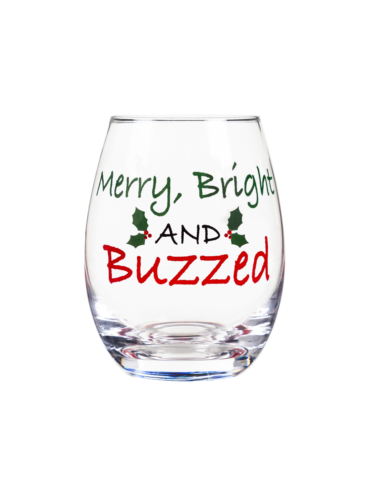 Evergreen Enterprises Merry, Bright, and Buzzed Wine Glass w/Box 17oz