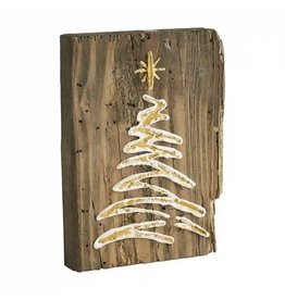Mud Pie Christmas Tree Gold Reclaimed Plaque