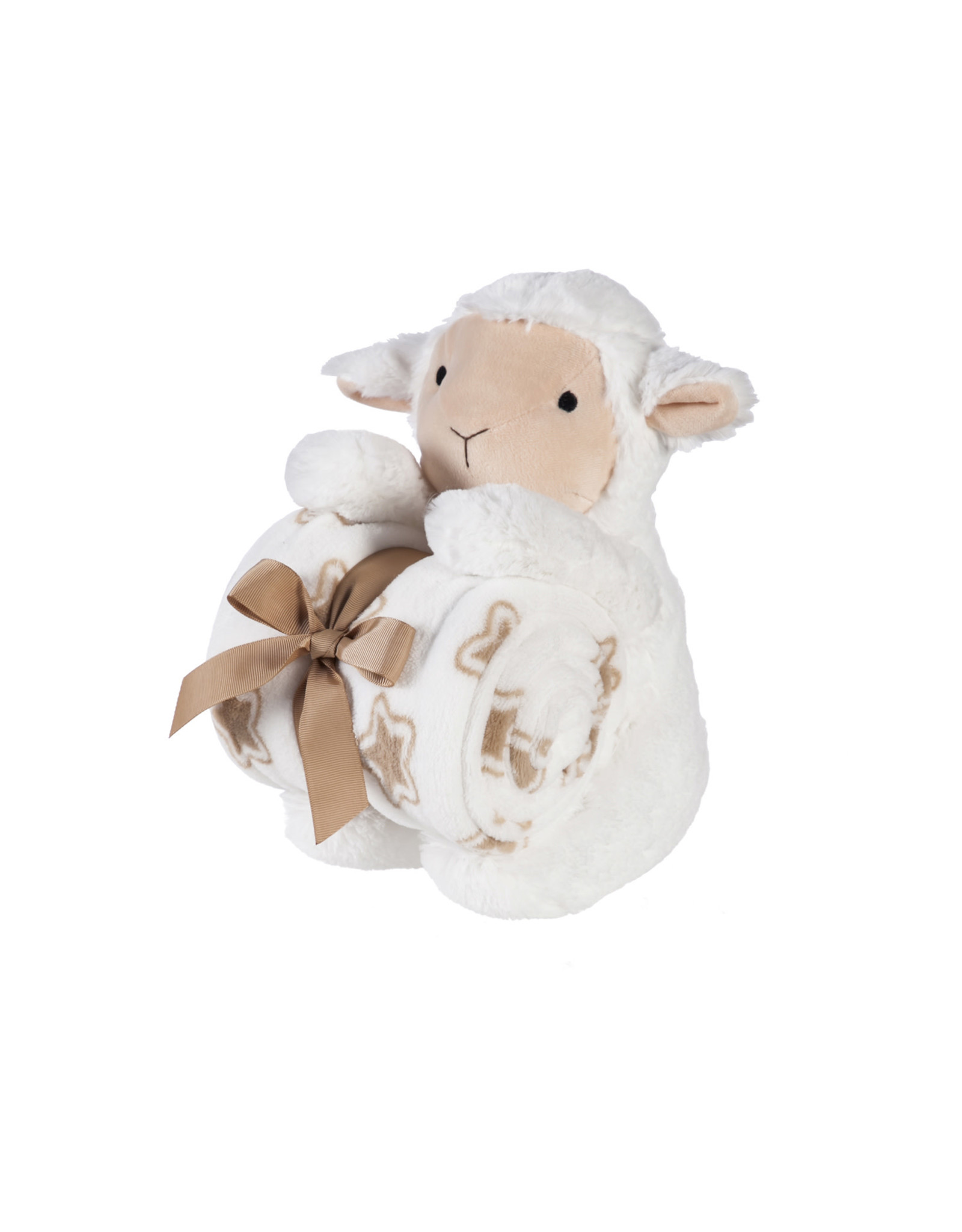 Evergreen Enterprises Cuddly Lamb 10" Stuffed Animal w/ Blanket Gift Set, Cream
