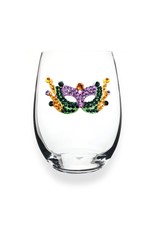 The Queen's Jewels Mardi Gras Mask Jeweled Stemless Wine Glass