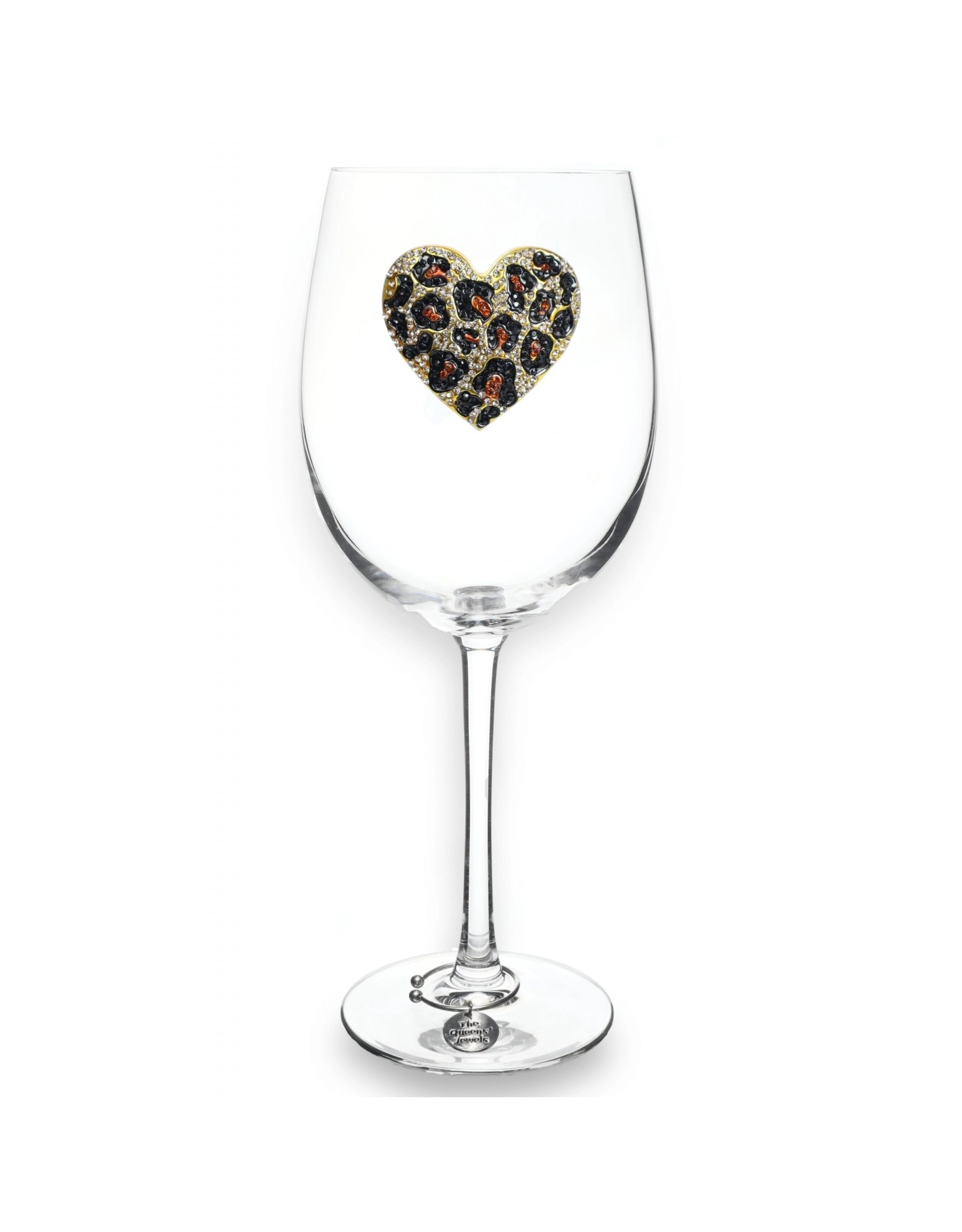The Queen's Jewels Leopard Heart Jeweled Stemmed Wine Glass
