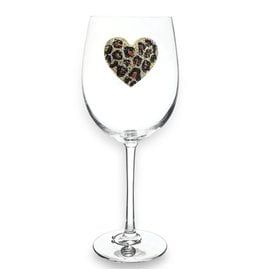 The Queen's Jewels Leopard Heart Jeweled Stemmed Wine Glass