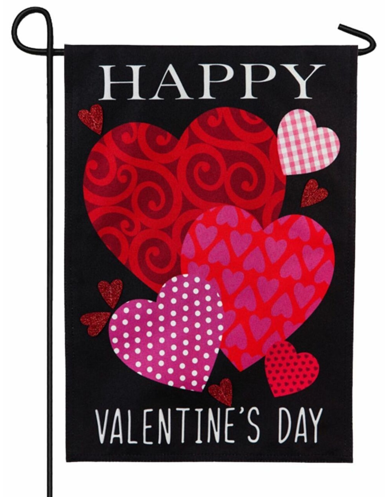 Evergreen Enterprises Linen Mixed Print Hearts Decorative Garden Flag