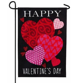 Evergreen Enterprises Linen Mixed Print Hearts Decorative Garden Flag