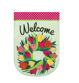 Evergreen Enterprises Spring Tulip Wreath Garden Linen Flag