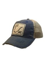 Landmark Products Bite Me Royal Blue Distressed Trucker Hat Baseball Cap