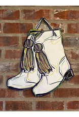 Allison Santos Art Mardi Gras Band Boots Door Hanger