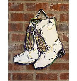 Allison Santos Art Mardi Gras Band Boots Door Hanger