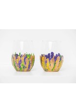 S. Bynum Art Mardi Gras Stemless Wine Glass